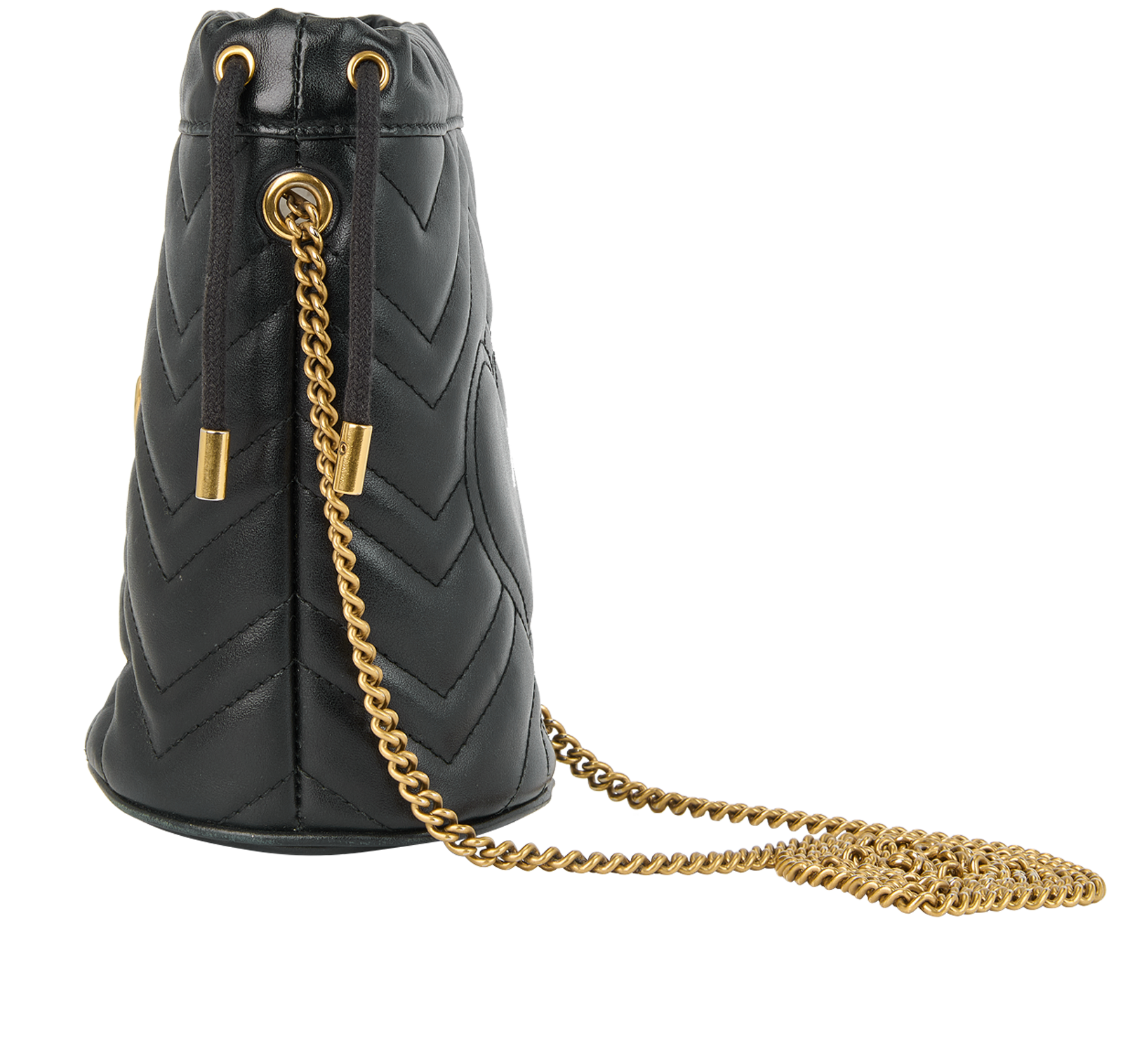 Small GG Marmont Bucket Bag, &pound;395, Handbags, Black, Leather, Bottom view